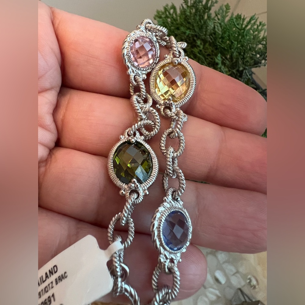 NWT Judith Ripka JR sterling Silver toggle Bracelet  crystal quartz - Picture 3 of 7